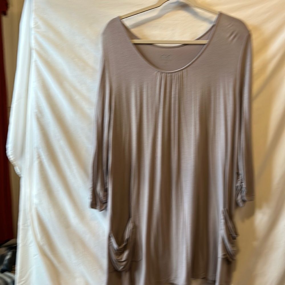 Dusty mauve Logo 3/4 length sleeve swing tunic